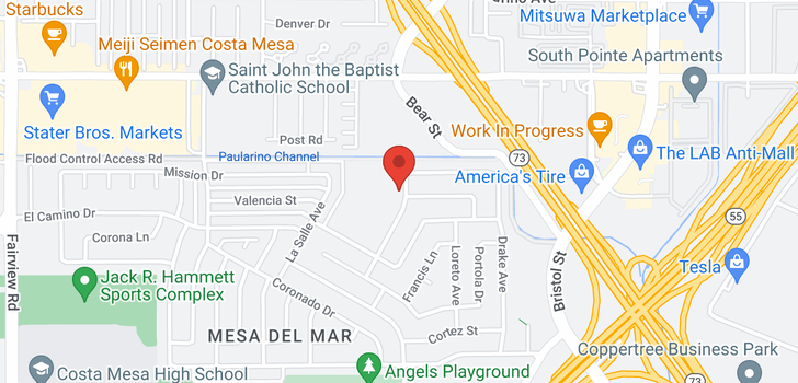 map of 2887 Velasco Costa Mesa, CA 92626